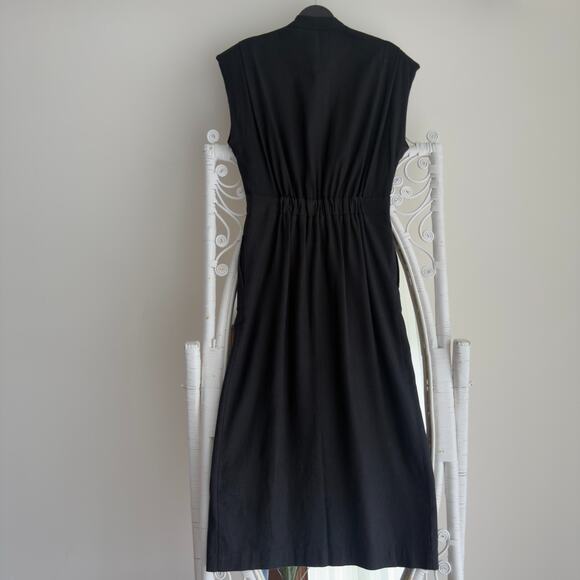 Heidi Merrick Camille Dress Medium Black Midi Pleated Hemp Linen Silk USA Made - Picture 5 of 10